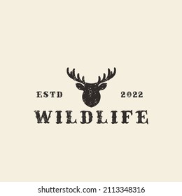 wild deer animal head vintage logo vector icon symbol illustration design