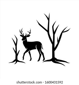 wild deer animal vector silhouette