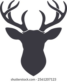 Wild deer antler vector icon silhouette, Antlers black color hunting elements vector illustration, Animal antlers illustration isolated