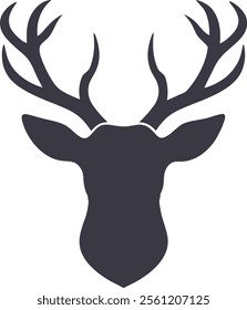 Wild deer antler vector icon silhouette, Antlers black color hunting elements vector illustration, Animal antlers illustration isolated