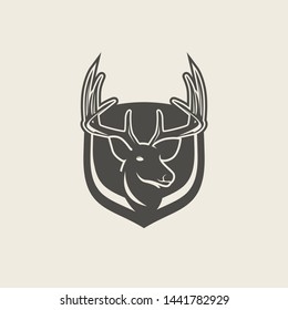 Wild Deer Antler Whitetail Vintage Logo Template