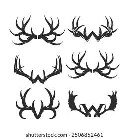 Wild Deer Antlers silhouette collection vector