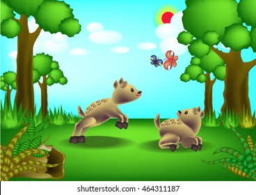 Wild deer cartoon vector.