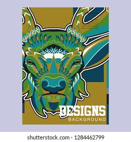 Wild deer / Emblem / Wood carving style vintage illustration - Vector