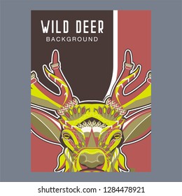 Wild deer / Emblem / Wood carving style vintage illustration - Vector
