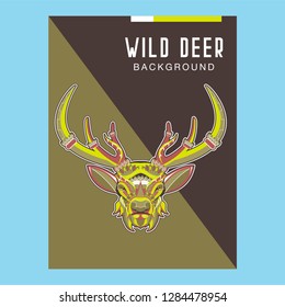 Wild deer / Emblem / Wood carving style vintage illustration - Vector