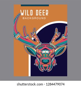 Wild deer / Emblem / Wood carving style vintage illustration - Vector
