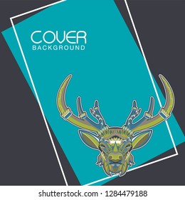 Wild deer / Emblem / Wood carving style vintage illustration - Vector