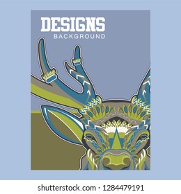 Wild deer / Emblem / Wood carving style vintage illustration - Vector