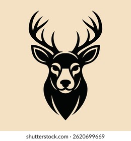 Wild Deer Head Silhouette Vector Graphic