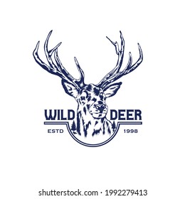 Wild Deer head vector illustration design, perfect for t shirt design and deer hunter club logo