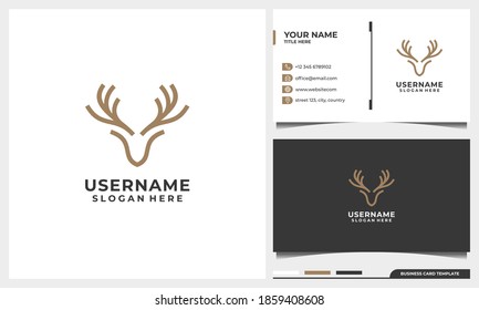 wild deer logo design with line art style and business card template