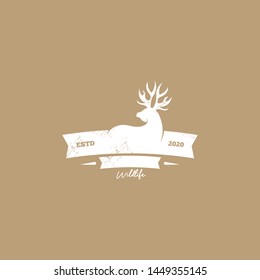 Wild deer logo template in oudoor style. Vintage deer logo concept