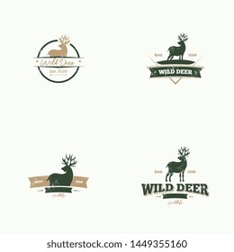 Wild deer logo template in oudoor style. Vintage deer logo concept