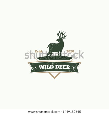 Wild deer logo template in oudoor style. Vintage deer logo concept