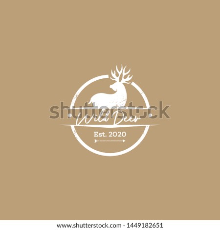 Wild deer logo template in oudoor style. Vintage deer logo concept