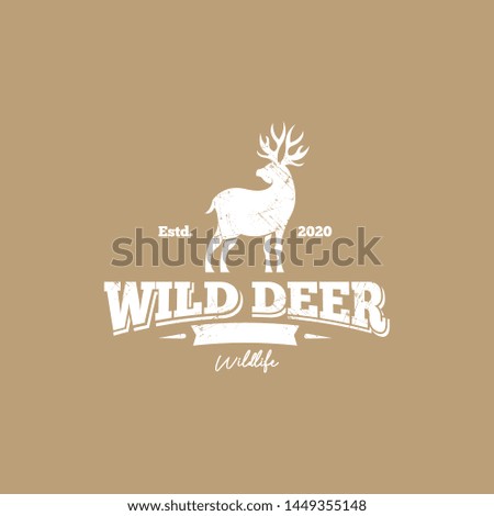 Wild deer logo template in oudoor style. Vintage deer logo concept