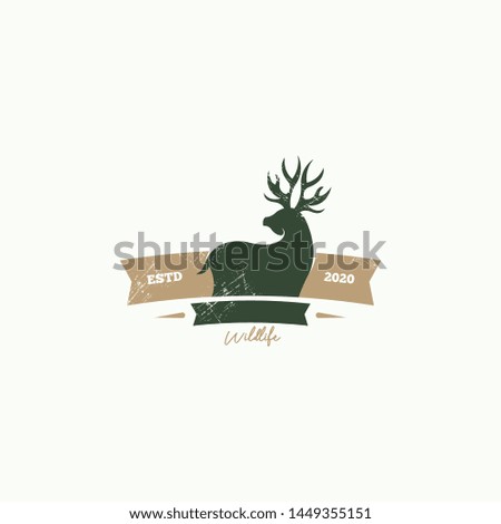 Wild deer logo template in oudoor style. Vintage deer logo concept