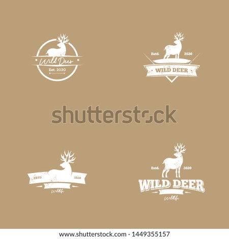 Wild deer logo template in oudoor style. Vintage deer logo concept