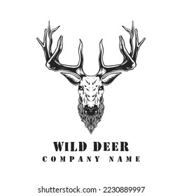 wild deer logo vintage hand drawn