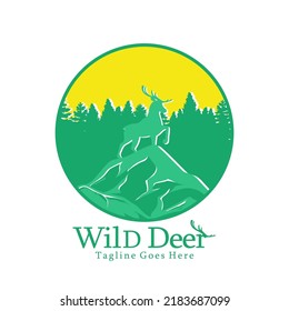 Wild Deer and Nature Vector Logo | Design template