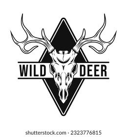 wild deer skull badge design