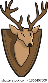 Wild deer trophy on the wall vector illustration isolated on transparent background