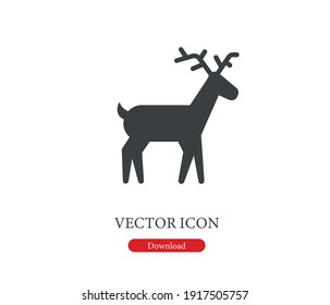 Wild deer vector icon. Editable stroke. Symbol in Line Art Style for Design, Presentation, Website or Apps Elements, Logo. Pixel vector graphics - Vector