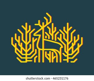 Wild deer vector illustration.