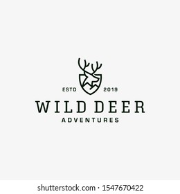 wild deer vintage logo design vector template