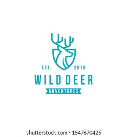 wild deer vintage logo design vector template