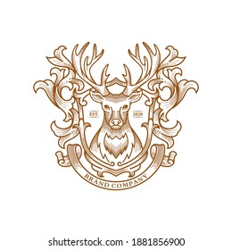 Wild Deer Vintage Logo Design Vector Stock