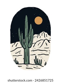 The wild desert Arizona vintage grunge vector illustration for t shirt badge patch sticker design