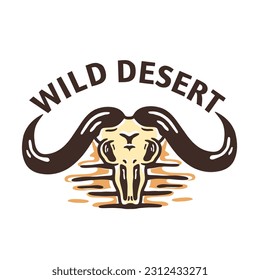wild desert bull skeleton vector illustration