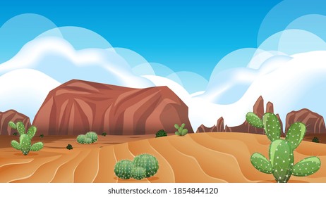 Wild desert landscape at daytime scene illustration