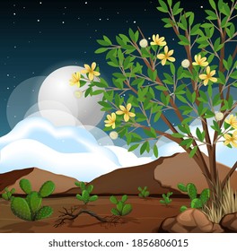 Wild desert landscape at daytime scene illustration