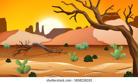 Paisaje del desierto silvestre en la ilustración diurna