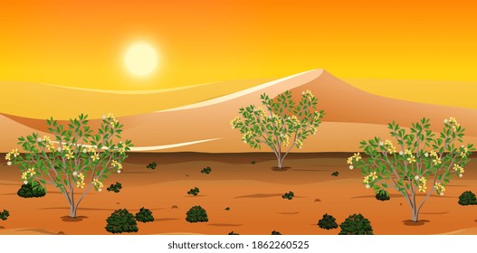 Wild desert landscape at daytime scene illustration
