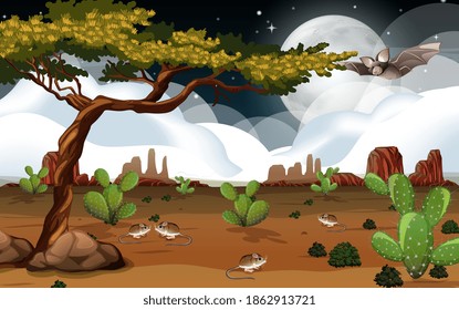 Wild desert landscape at daytime scene illustration