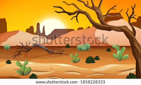 Wild desert landscape at daytime scene illustration