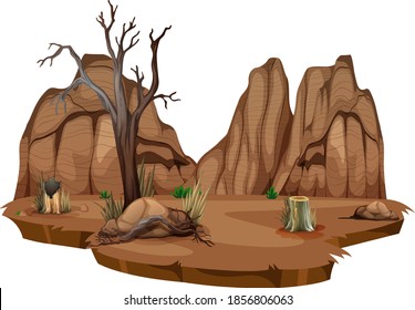 Wild desert on white background illustration