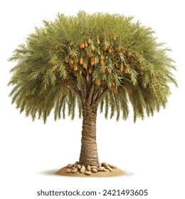 árbol de palmas del desierto silvestre con fechas aisladas