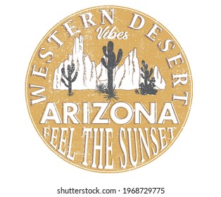 Wild Desert vibes artwork design. feel the sunset t-shirt design. cactus desert.