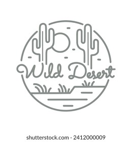 Wild desert vibes monoline vector illustration