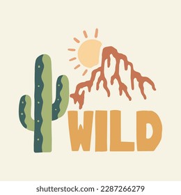 Wild desert vintage vector t shirt art