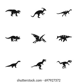 Wild dinosaur icons set. Simple set of 9 wild dinosaur vector icons for web isolated on white background