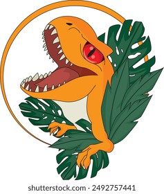 Wild dinosaur t rex roar illustration vector logo