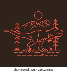 Wild Dinosaur T-rex Monoline Design for Apparel