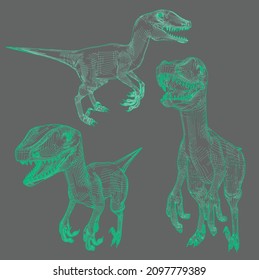 Wild Dinosaurs T-REX polygonal low poly high poly designs