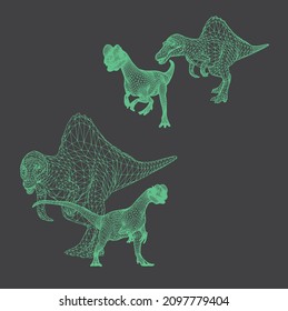 Wild Dinosaurs T-REX polygonal low poly high poly designs